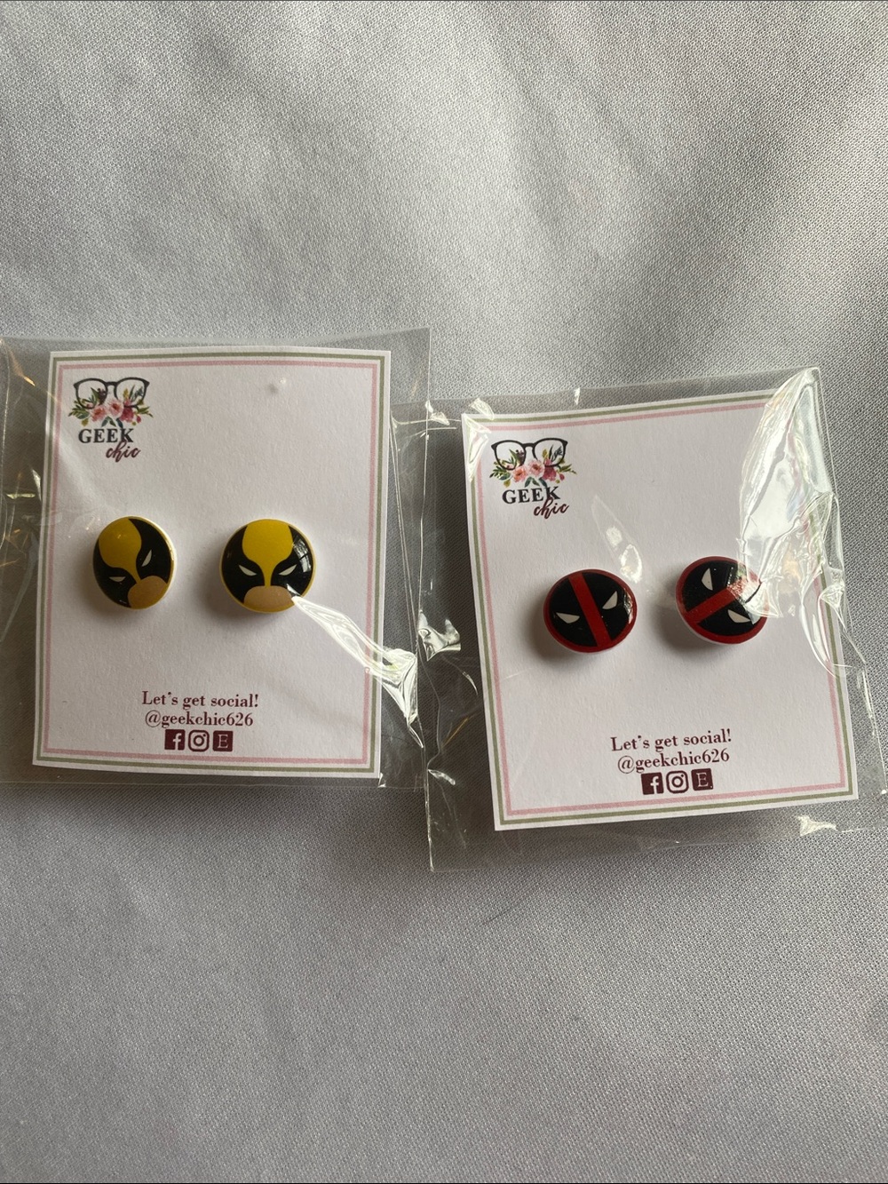 Best Bubs! Wolverine and Deadpool Stud Earrings (set of 2)
